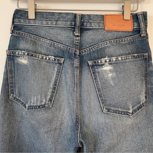 Moussy Vintage Denim High-rise Marshall Boyfriend Distressed Jean 100% Cotton 25 - Picture 10 of 12